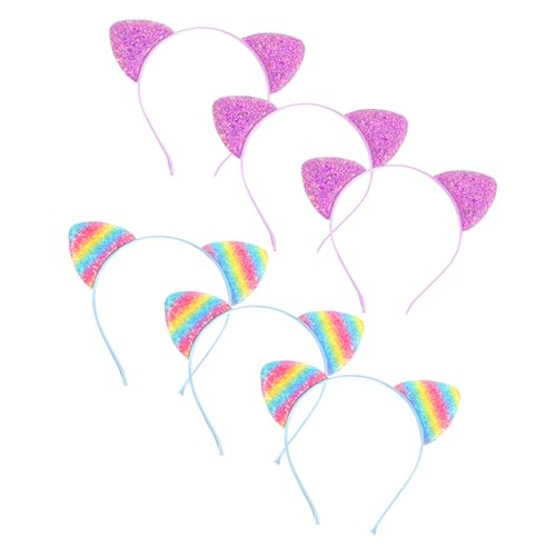 GALPADA Glitzer Katzenohren Haarreif für Mädchen Pailletten Stirnband Verstellbar und Angenehm zu Tragen Kopfschmuck für Kostümpartys Weihnachten Alltag 6 Stück von GALPADA