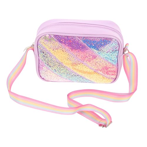 GALPADA Glitzer Umhängetasche für Mädchen mit Buntem Regenbogen Sternenmuster Verstellbare Schulterriemen Funkelnde Pailletten Leichte und Robuste Kindertasche für Schule und Freizeit von GALPADA