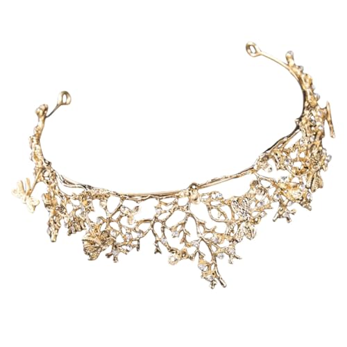 GALPADA Goldene Damen Krone Braut Tiara mit Funkelnden Strasssteinen Hochzeit Kopfzierde Komfortabel und Vintage Gestaltet für Braut und Festliche Anlässe von GALPADA