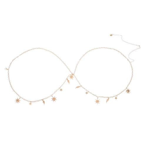 GALPADA Goldener Damen Taillenkette Verstellbar mit Metall Mond Stern und Sonnenblumen Design Eleganter Mehrlagiger Hüftgürtel für Jeans Kleider Party Leichte Bauchkette Accessoire von GALPADA