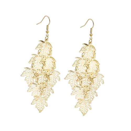 GALPADA Goldfarbene Maple Leaf Ohrhänger mit Mehrlagigen Quasten Baumblattförmige Ohrschmuck für Damen Leicht und Vielseitig für Party und Alltag Geeignet von GALPADA