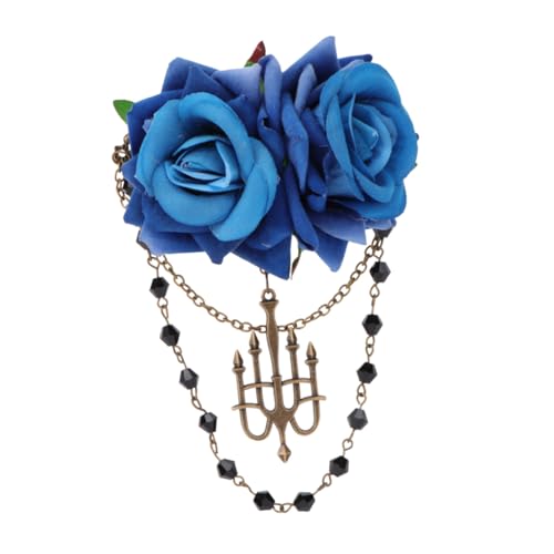GALPADA Gothic Brosche mit Dunkler Royalblume und Vintage Tassel Kunstblume Corsage für Brautkleid Karneval Party und Festliche Anlässe Langlebiger Anstecker für Damen von GALPADA