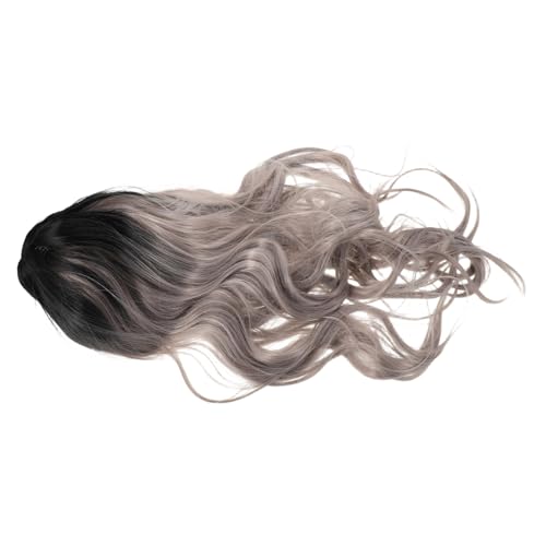 GALPADA Graue Damen-perücke mit Locken Langer Gewellter Synthetischer Haaransatz Farbverlauf Schwarz- Verstellbare Netzhaube Hitzebeständig Waschbar Vielseitig für Party Cosplay Alltag und von GALPADA