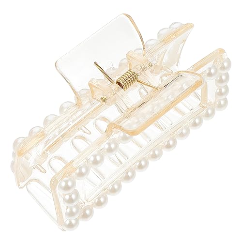 GALPADA Große Perlen Haarspange aus Robustem Material Rutschfeste Haarklammer für Damen Vielseitiges Mädchen Haaraccessoire für Styling Reisen und Alltag Transparent Beige von GALPADA