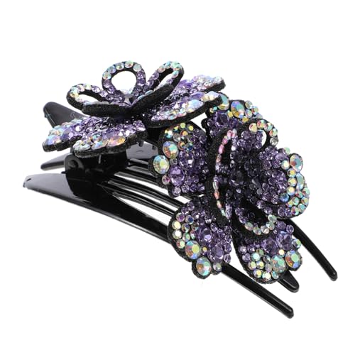 GALPADA Große Strass haarklammer für Damen Eleganter Großer Rückenhaarklammer duckbill clip mit Blumenmotiv Modischer Haarschmuck für Parties Hochzeiten Alltag und Flechtfrisuren von GALPADA
