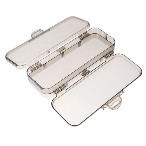 GALPADA Großer Transparenter Kunststoff Stiftebox mit Doppeltem Fach und Trennwand Vielseitiger Stiftehalter für Malstifte Buntstifte Kugelschreiber Tragbarer Organizer für Schreibtisch von GALPADA