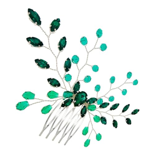 GALPADA Grüner Strass Haarkamm für Hochzeiten Eleganter Brautschmuck mit Design Leicht und Einfach zu Verwenden für Verschiedene Anlässe und Outfits von GALPADA