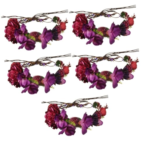 GALPADA Haarschmuck Für Party 5st Lila Blumenstirnband Blumen Haarkranz Rosengirlande Blumenkopfschmuck Blumenstirnband Für Frauen Strandblumen Stirnband Stoff Blütenkopf Mori Braut von GALPADA