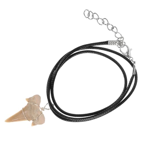 GALPADA Haifischzahn Halskette Leichtes Handgefertigtes Schmuckstück mit Silbernem Draht Natürlicher Fossilanhänger für Männer und Jungen Cooler Retro Kettenanhänger für Alltag und von GALPADA