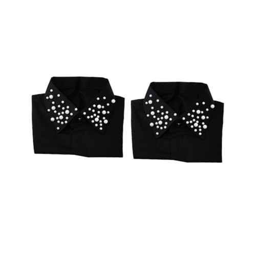 GALPADA Pure Cotton Pearl Fake Collar Für Damen Abnehmbarer Kragen Vielseitiges Kleidungsaccessoire Schwarz Für Stilvolle Outfits Ohne Kragen von GALPADA