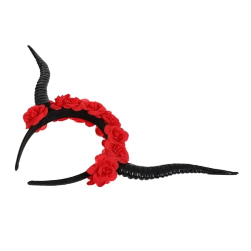 GALPADA Halloween Haarreif mit Schwarzen Rosen und Kleinen Hörnern Leichtes Gothic Cosplay Stirnband für Party Foto Requisite und Festliches Haaraccessoire Bequem und Auffällig von GALPADA