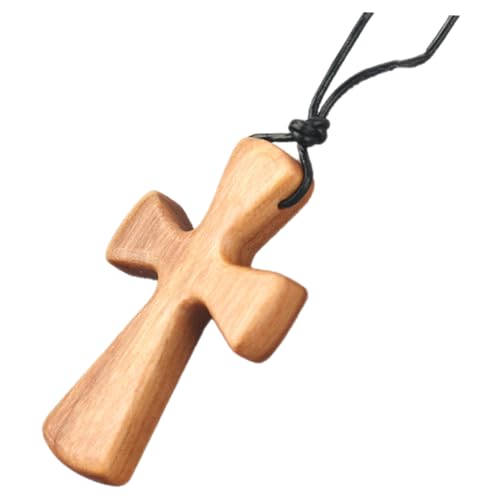 GALPADA Halskette Schmuck Holzkreuz Anhänger Halskette Für Männer Kreuz Charm Halskette Dekorative Halskette Frauen Halskette Holz Kreuz Anhänger Ästhetische Halskette Kreuz Halsketten von GALPADA