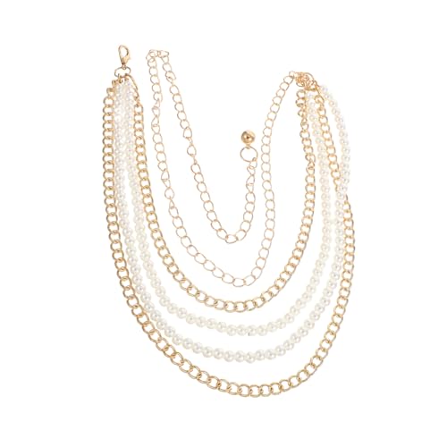 GALPADA Handgefertigte Mehrlagige Perlen Taillenkette Verstellbar Damen Hüftkette aus Metall Punk Accessoire für Sommer Kleider und Hosen von GALPADA