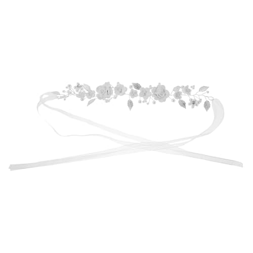 GALPADA Handgefertigtes Braut-haarband mit Perlen und Blumen Weißes Hochzeits-haarreif-accessoire aus Luxuriösem Legierungsblatt Komfortabler Brautschmuck für Blumenmädchen und von GALPADA