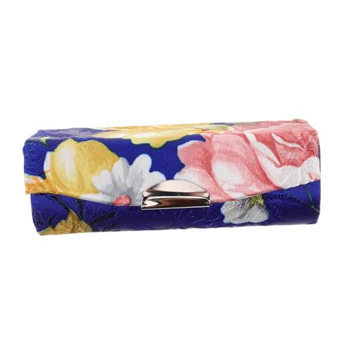 GALPADA Handgefertigtes Lippenstiftetui aus Seide mit Spiegel Vintage Make Up Tasche Tragbarer Lippenstift Organizer für Damen Kosmetiktasche Königlichem Blau von GALPADA