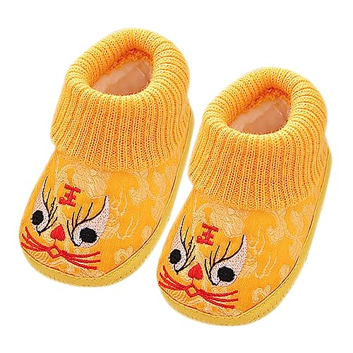 GALPADA Herbst Winter Schuhe Motiv Gefüttert Baumwolle Bestickte Freizeit Schuhe für Jungen und Mädchen Warme Hohe Kinderschuhe Innenlänge Gelb von GALPADA