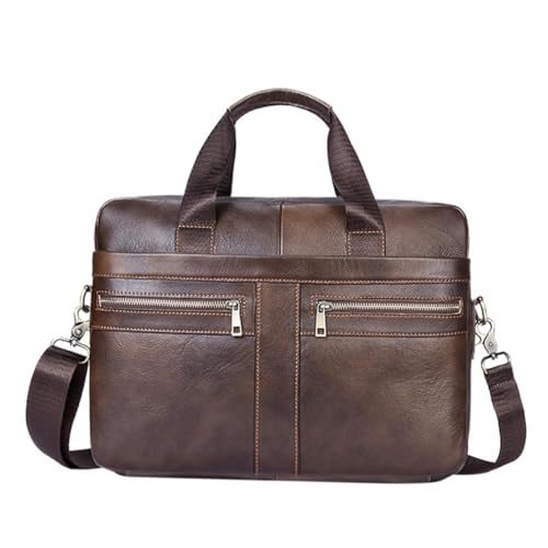 GALPADA Herren Business Aktentasche aus Leder Große Kapazität Multifunktionale Schultertasche für Büro und Geschäftsreisen mit Mehreren Fächern Farbe Kaffee von GALPADA