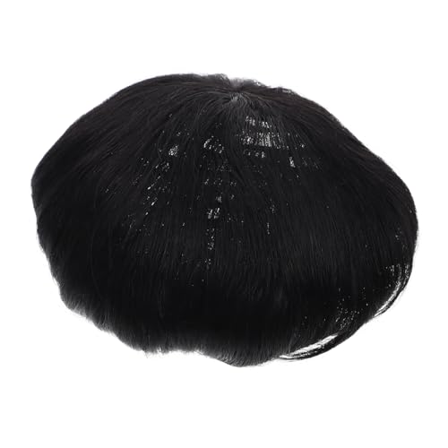 GALPADA Herren Echthaar Perücke für Kurze Haare Natürliche Schwarze Topper Perücke Leicht Atmungsaktiv für Tägliches Tragen zur Abdeckung von Haaransatz und Kahlen Stellen von GALPADA