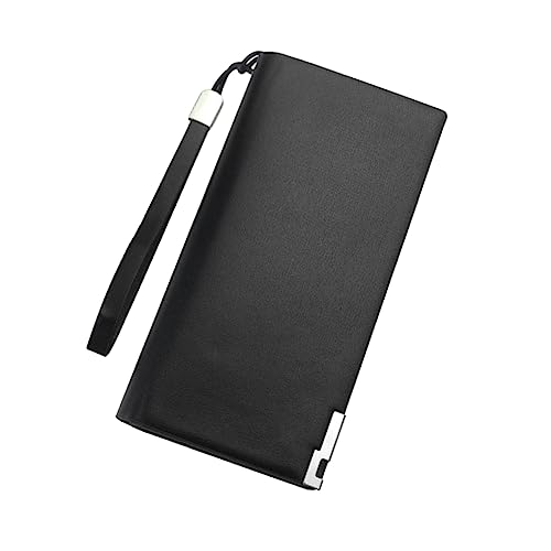 GALPADA Große Kapazität Geldbörse Für Herren Mit Reißverschluss Multifunktionale Geldtasche Mit Kartenfächern Und Handytasche Elegantes Pu-Design Für Business Und Freizeit Schwarz von GALPADA