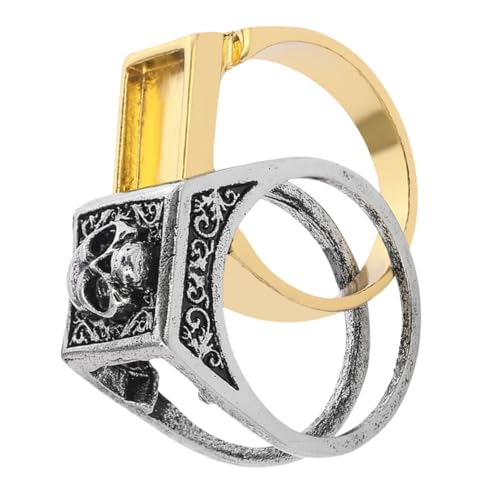 GALPADA Herren Ring mit Geheimem Fach Retro Skull Design Abnehmbar Langlebige Stilvoll und Praktisch Unsichtbarer Aufbewahrungsring für Kleine Gegenstände Gothic Punk Accessoire von GALPADA