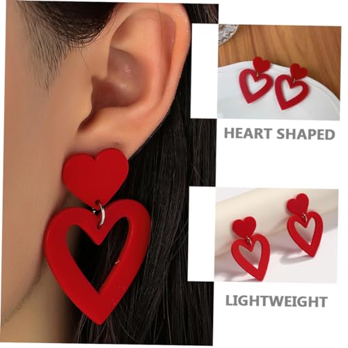 GALPADA Herz Ohrringe Damen Leichte Dangle Ohrhänger Rot und Auffällige Ohranhänger für Frauen Valentinstag Schmuckstück Stilvoll und zu Tragen von GALPADA