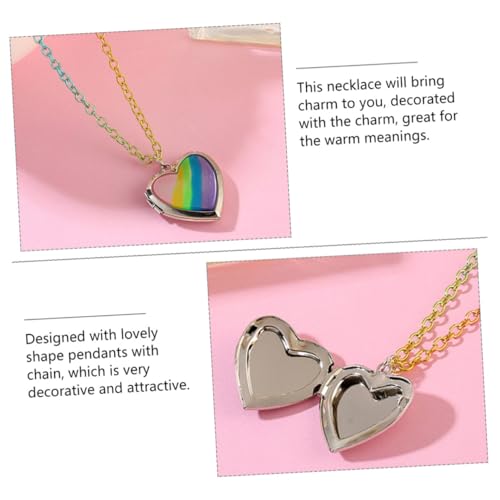 GALPADA Herzanhänger Halskette für Mädchen Bunte Regenbogenkette aus Eisen Modischer Halsschmuck Geschenk für Tochter Freundin Alltag Party von GALPADA