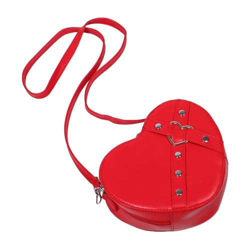 GALPADA Herzförmige Damen Umhängetasche Verstellbar Leichte Crossbody Bag Kleine Rote Satchel Handtasche für Alltag Party und Freizeit von GALPADA