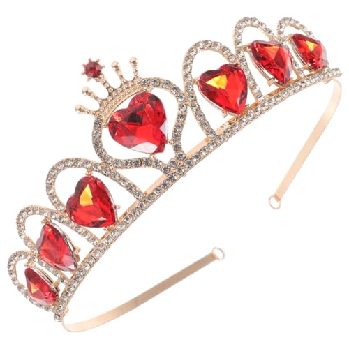 GALPADA Rotes Herz Krone Haarschmuck Hochzeitskrone Mit Strasssteine Und Perlen Für Damen Und Mädchen Zu Hochzeit Geburtstag Valentinstag Jubiläum von GALPADA