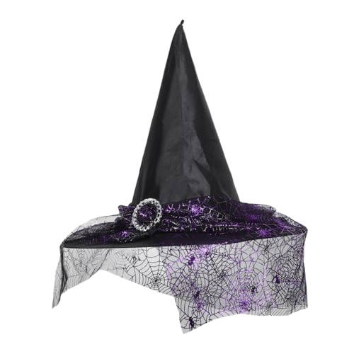 GALPADA Hexenhut Für Mit Spinnenweben Eleganter Kostümhut Für Halloween-feiern Partys Und Cosplay Stilvolle Dekoration Mit Breiter Krempe Und Spitzem Design von GALPADA