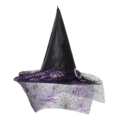 GALPADA Hexenhut Für Damen Schwarzer Und Mit Breiter Krempe Und Spitze Kostümzubehör Für Halloween-party Und Cosplay Verarbeitet Und Gestaltet von GALPADA