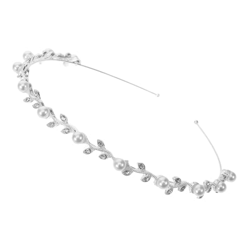 GALPADA Hochzeit Braut Haarschmuck Silber Tiara mit Perlen und Strass Legierung Material Eleganter Kopfschmuck für Brautjungfern und Festliche Anlässe von GALPADA