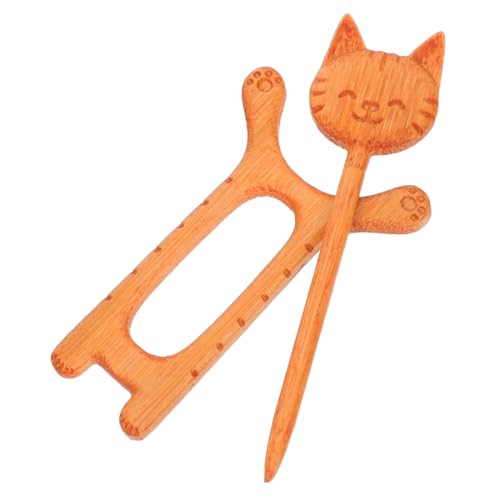 GALPADA Holz Brosche Katze mit Niedlichem Tiermotiv Handgefertigter Holz Broschen Pin Leichter Schal und Pullover Clip für Damenbekleidung und Accessoires von GALPADA