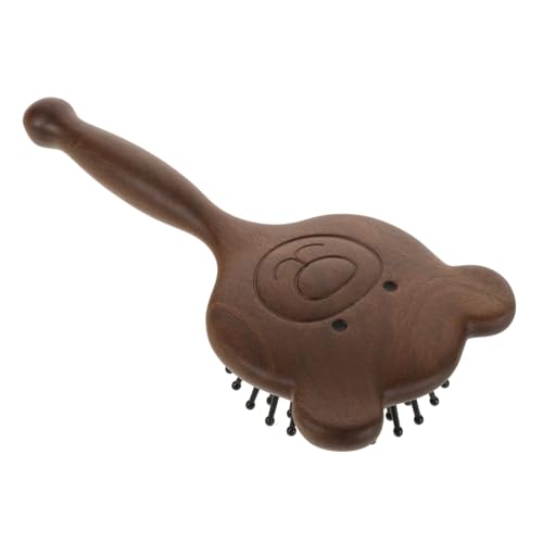 GALPADA Holz Haarbürste mit Kissen für Sanfte Kopfhautmassage Natürlicher Holzkamm für Lockiges Haar Tragbar für Zuhause und Reisen Süßes Bären design Entspannend und Schuppenfrei für von GALPADA