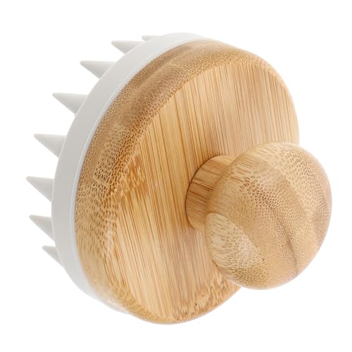 GALPADA Holzkamm Kopfhautmassagegerät mit Weichen Silikonborsten Sanfter Peeling und Shampoo Bürste für Männer und Frauen Geeignet für Trockene und Nasse Anwendung zur Effektiven und von GALPADA