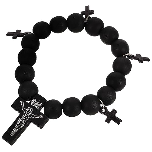 Kreuzarmband Herren Fengshui-Armband Kreuzperlenarmband für Damen Jesus Armband Armbänder Geschenke religiöser Schmuck Männer Perlenarmband elastisch Zubehör Rosenkranz Mann Holz von GALPADA