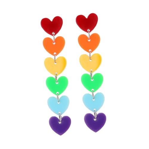GALPADA Interlocking Herz Ohrringe Damen Resin Ohrhänger in Regenbogenfarben Allergiefrei Langlebig Modisch für Teenager Mädchen Einzigartiges Design von GALPADA