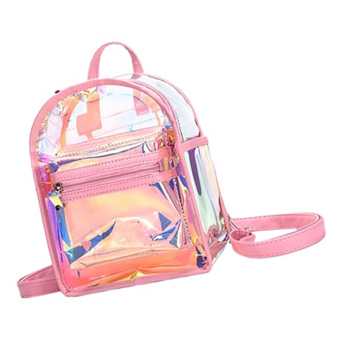 GALPADA Iridescent Transparent Rucksack Für Mädchen Multifunktionale Mini-Tasche Für Festivals Schule Und Alltag Leicht Und Geräumig Modisches Accessoire von GALPADA
