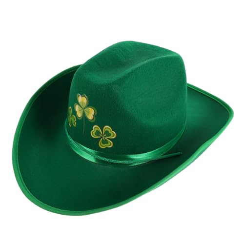 GALPADA Cowboyhut Für Und Damen Einstellbar Atmungsaktivem Material Für Patrick Day Und Outdoor-events Grüner Filzhut Mit Breiter Krempe von GALPADA