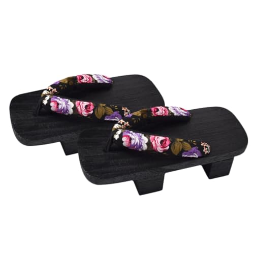 GALPADA Japanische Holzclogs Damen Sommer Flops mit Blütenmuster Bequeme Plattform Sandalen Langlebig und Modisch Geeignet für Freizeit Party und Outdoor für Fußumfang von GALPADA