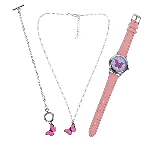 GALPADA Junge Mädchen Armbanduhren Set Mit Schmetterlingen Quarzuhren Für Mädchen Verstellbare Armbanduhr Halskette Und Armband Geburtstagsgeschenk von GALPADA