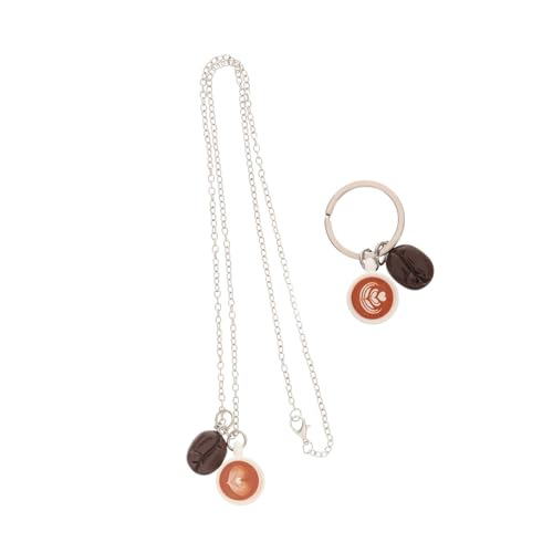 GALPADA Handgemachter Schlüsselanhänger Und Halskette Mit Kaffeebohnen Und Herzanhänger Vielseitiges Accessoire Für Kaffeeliebhaber Langlebig Robustem Perfektes Für Frauen Und Männer von GALPADA