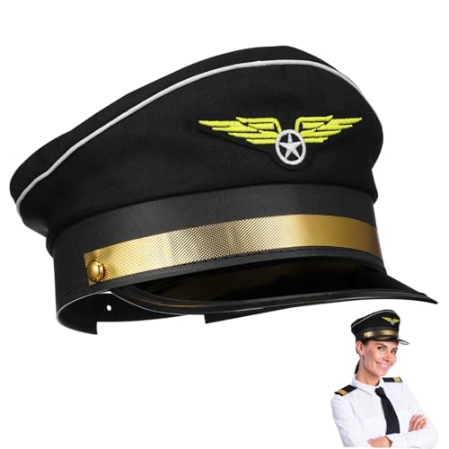 GALPADA Kapitänsmütze Für Kinder Flugkapitänsmütze Tragbare Pilotenmütze Pilotenkostüm-accessoire Matrosenkostüm Mütze Seemannshut Feuerwerksmütze Für Jungen Kadettenhut Polyester Black von GALPADA