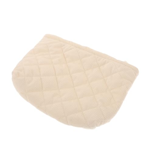 GALPADA Quilted Make-up Tasche Für Frauen Große Kapazität Kosmetik Organizer Aus Plüsch Mit Karomuster Reisetasche Für Toilettenartikel Und Make-up Beige Für Reisen Und Picknicks von GALPADA