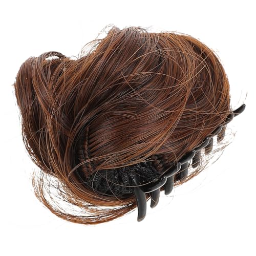 GALPADA Katzenohren Haarklammer Dutt Haarteil für Frauen Süßer Klammer Clip Bun Natürlicher Look Hitzebeständiges Lockiges Haarteil in Hellbraun Einfach zu Befestigen Modisches Accessoire von GALPADA