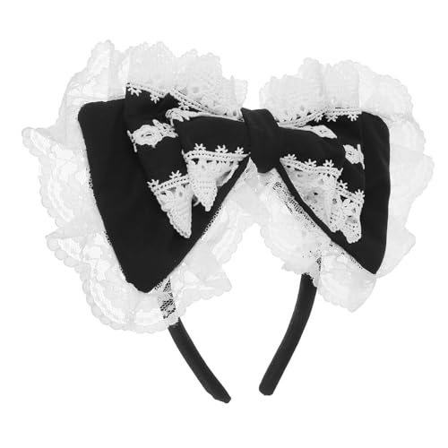 GALPADA Kawaii Lolita Spitzen Haarreif mit Schleife Elastisch Damen Haarschmuck für Cosplay Karneval Kostümparty Hochzeit Braut Zubehör von GALPADA