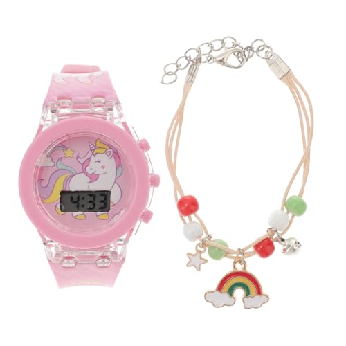 GALPADA Kinderuhr Unicorn Leuchtendes Silikonarmband Digitale Kinderarmbanduhr Cartoon Motiv Rosa Bequemes Einstellbares Armband Für Mädchen Und Jungen Zum Lernen Der Uhrzeit von GALPADA