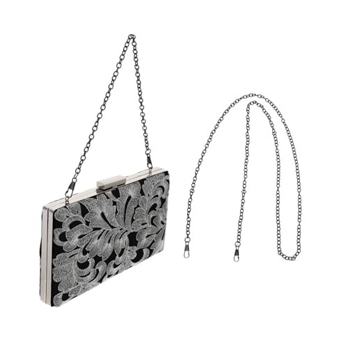 GALPADA Klassische Bestickte Abend Clutch mit Silberner Kette Kleine Damenhandtasche für Hochzeit Party Bankett Schützend und Praktisch Eleganter Vintage Stil von GALPADA