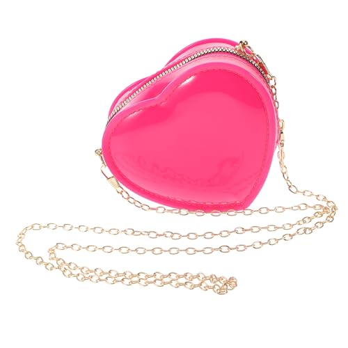 GALPADA Herzförmige Tasche Mini Münzbeutel Geldbörse Aus PVC Kleine Reißverschlusstasche Tragbare Umhängetasche Für Damen Make-up-Organizer Reisebegleiter Partyaccessoire Tägliche Tasche f von GALPADA