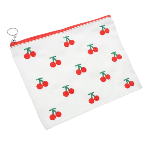 GALPADA Kleine Kosmetiktasche mit Reißverschluss Rote Cherry Stickerei Modische Damen Makeup Organizer Tasche Handlich für Reisen Business Camping Langlebig und Sicher Verschließbar von GALPADA