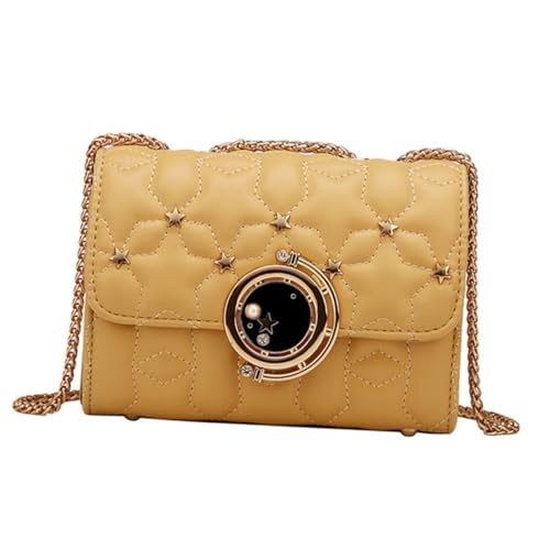 GALPADA Kleine Umhängetasche Damen mit Kettengurt Modische Crossbody Bag für Frauen Stilvoller Schulterbeutel Geeignet für Party Reisen Shopping und Alltag Gelb von GALPADA
